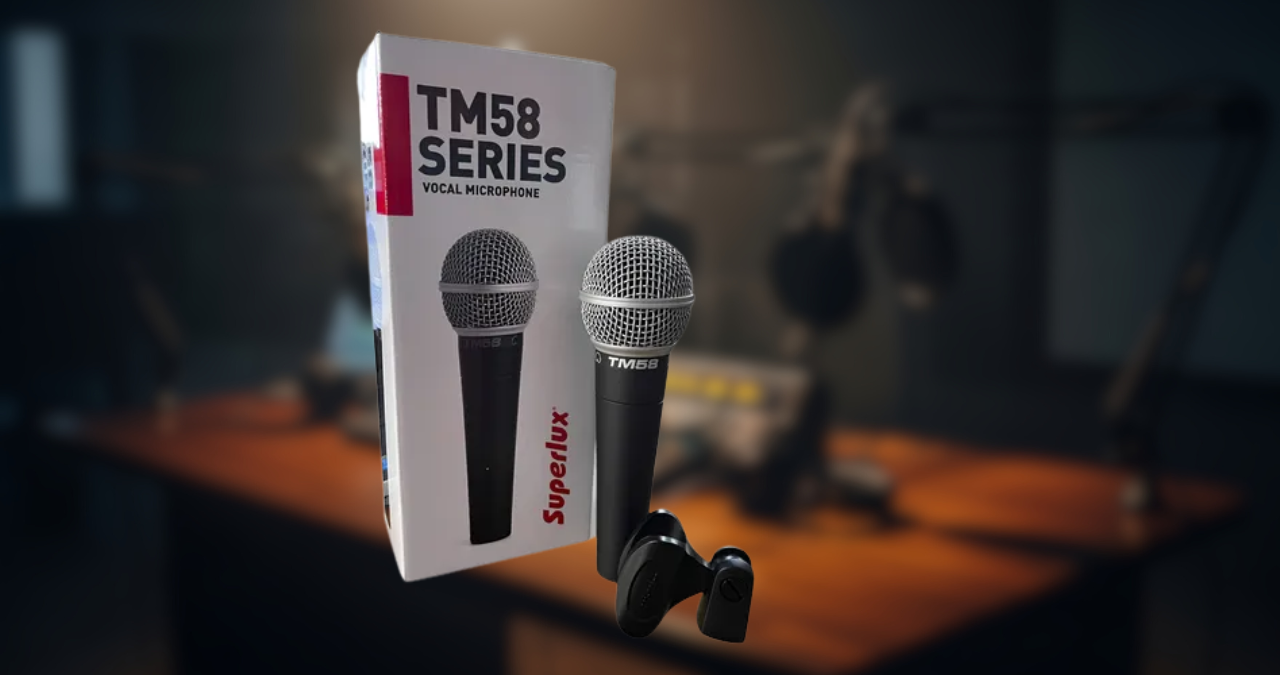 Microfone dinâmico Superlux TM58 para vocais de palco, o melhor clone do SM58 para shows ao vivo e ensaios.